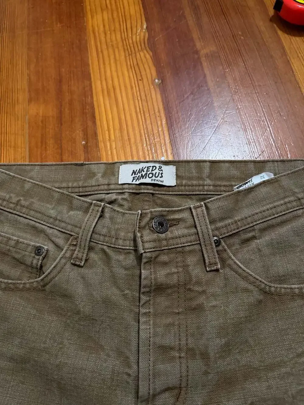 Naked & Famous Weird Guy Raw Cotton Canvas Brown Jeans